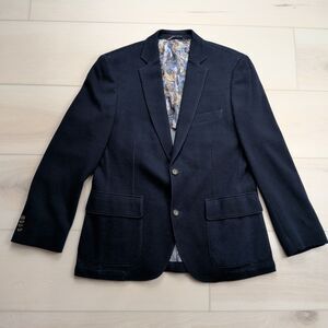Flynt Spicoli Sport Coat Blazer Mens 40R 1/2 Lined Navy Blue Cotton Blend Jacket
